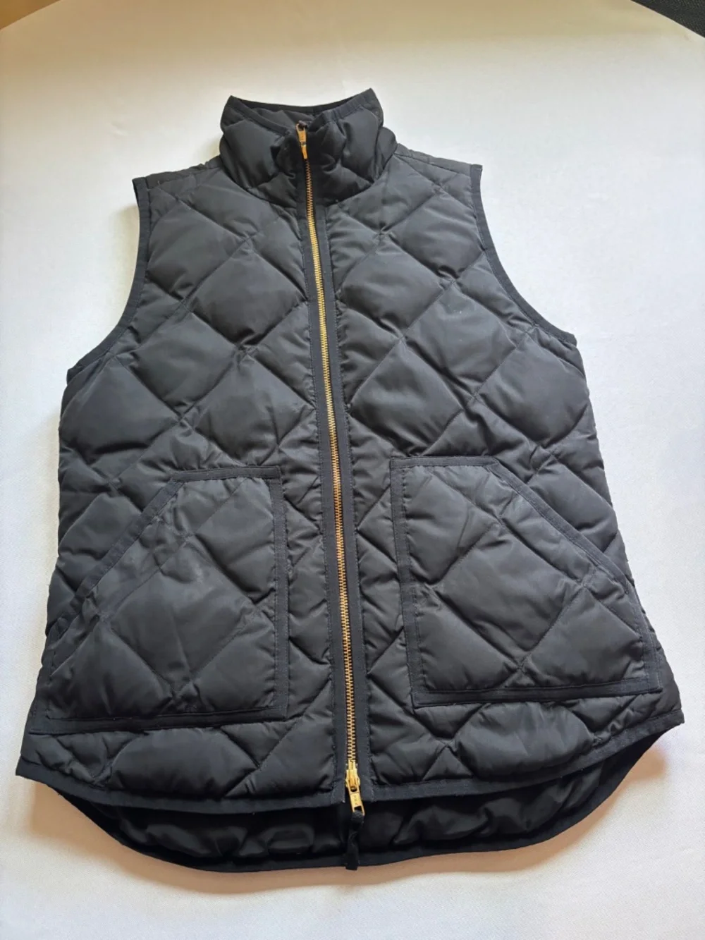 Classic Quilted Puffer Vest Black Full Zip Pockets XS J.Crew